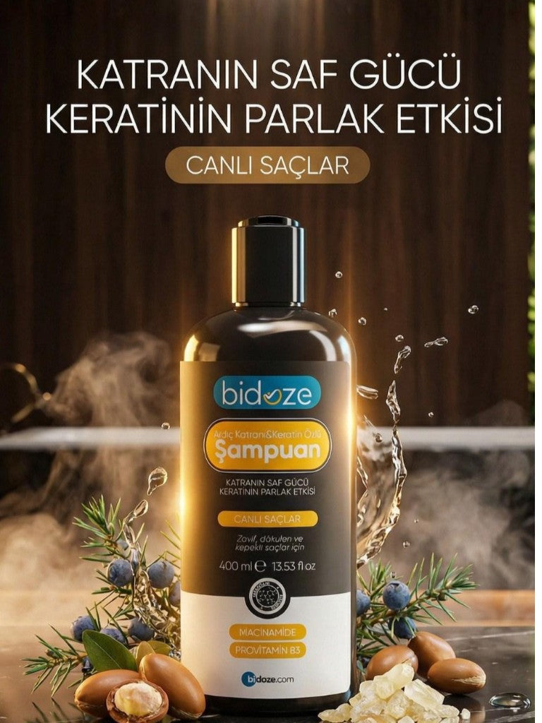 Bidoze Ardıç Katranı & Keratin Şampuanı 400 Ml | Kepek, Kaşıntı ve Dökülme Karşıtı